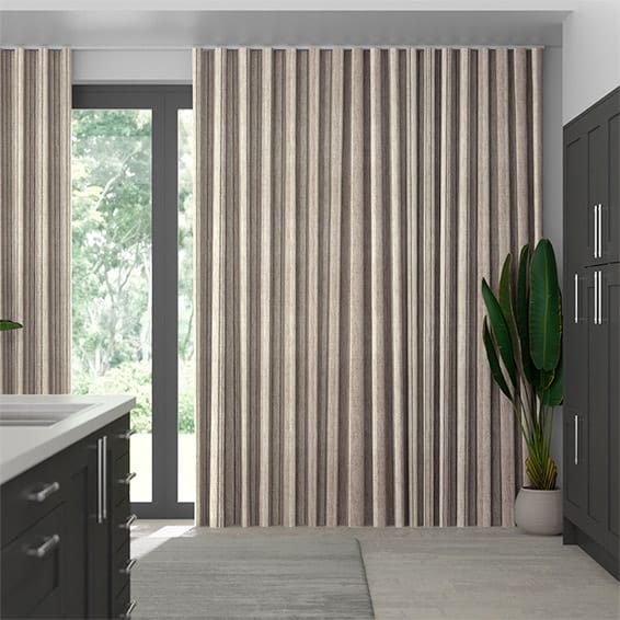 Truro Stripe Linen Sandstone S-Fold Curtains