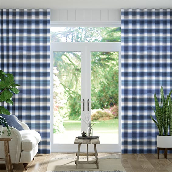 S-Fold Watercolour Stripe Blue Curtains