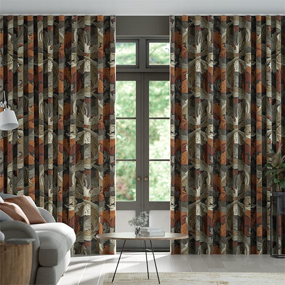 S-Fold William Morris Acanthus Velvet Chestnut Curtains