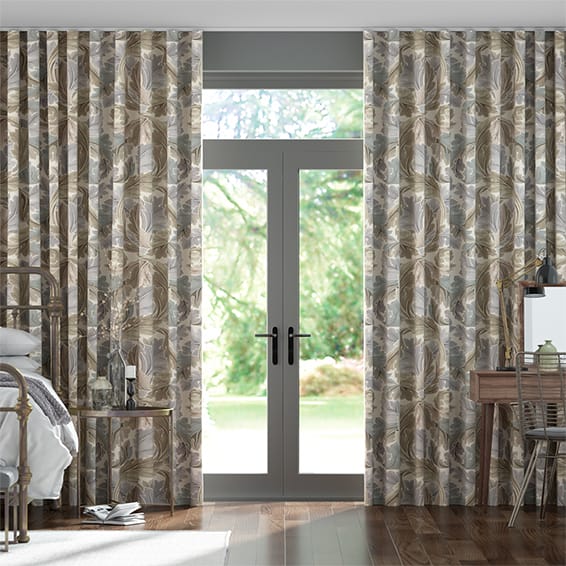 S-Fold William Morris Acanthus Velvet Travertine Curtains