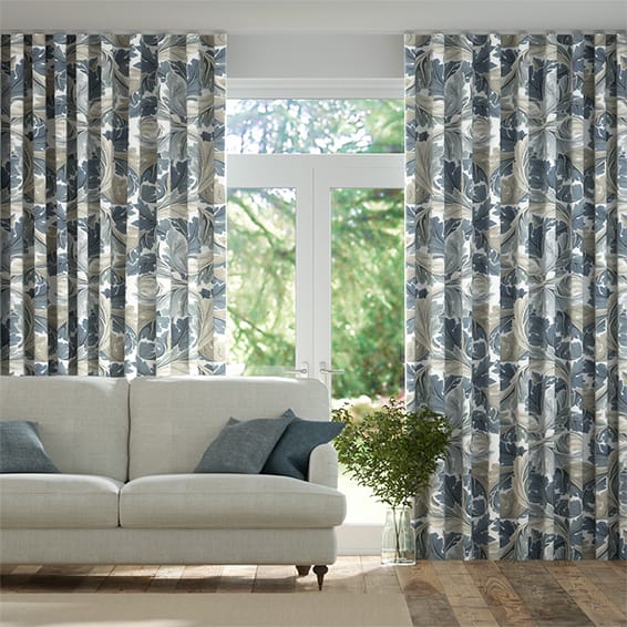 S-Fold William Morris Acanthus Vintage Blue Curtains