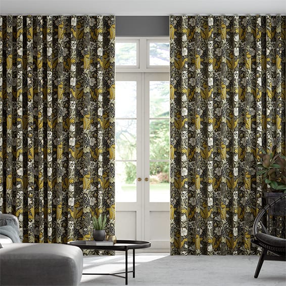 S-Fold William Morris Compton Amber Curtains