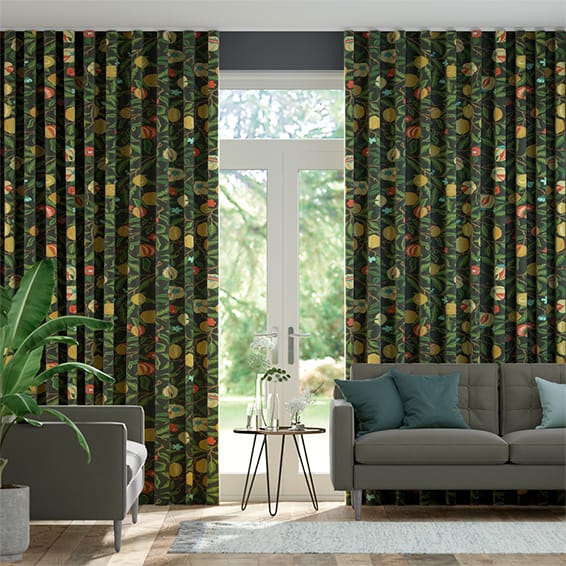 S-Fold William Morris Fruit Ebony Curtains