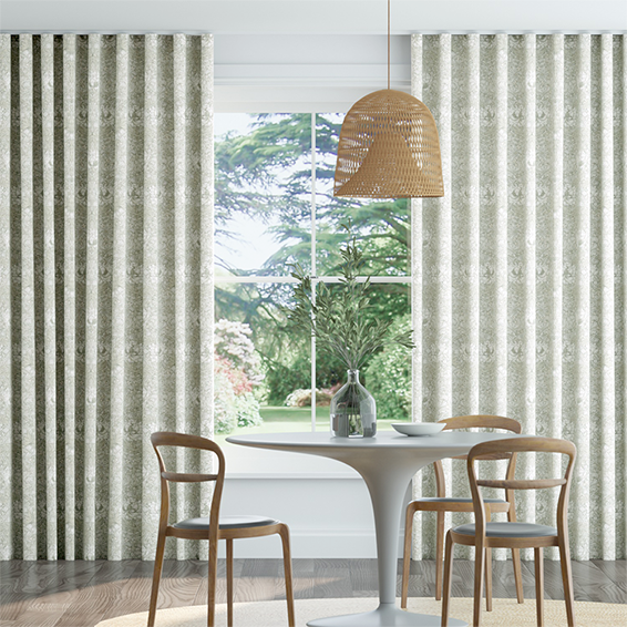 S-Fold William Morris Honeysuckle and Tulip Natural Grey Curtains
