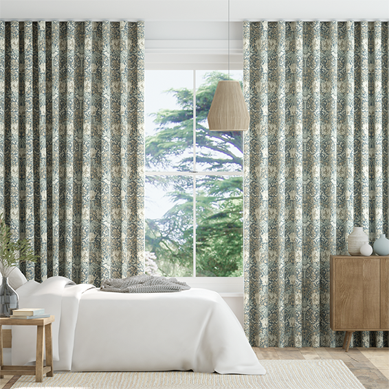 S-Fold William Morris Honeysuckle and Tulip Slate Curtains