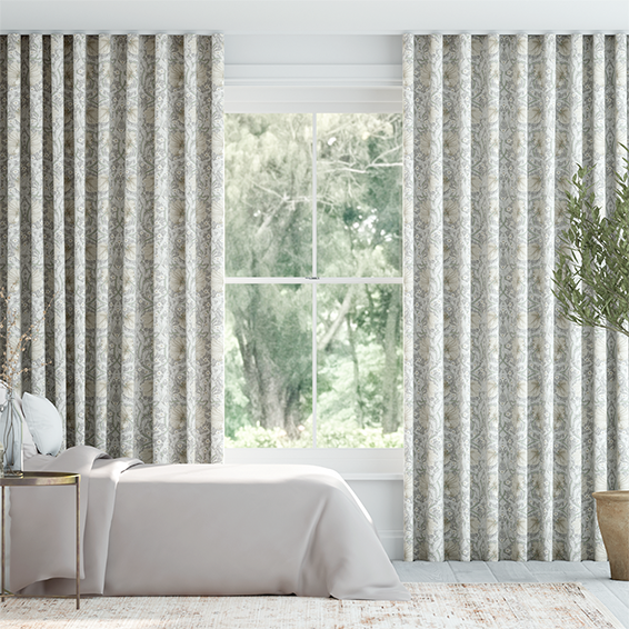 S-Fold William Morris Pimpernel Dove Grey Curtains