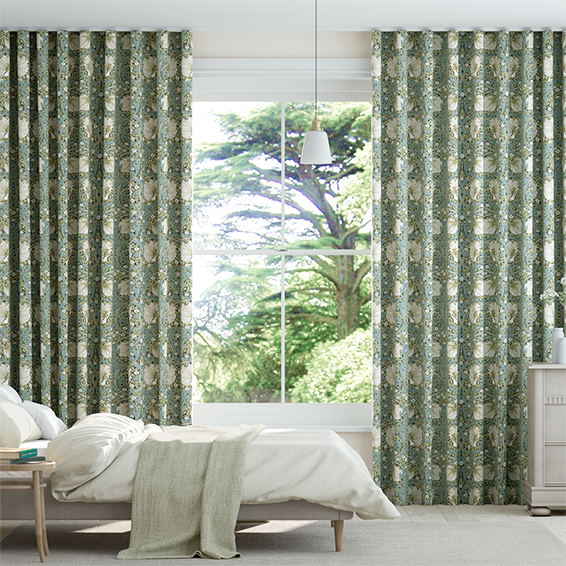 S-Fold William Morris Pimpernel Sage Curtains