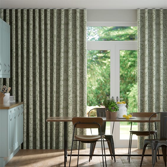 S-Fold William Morris Sunflower Soft Green Curtains