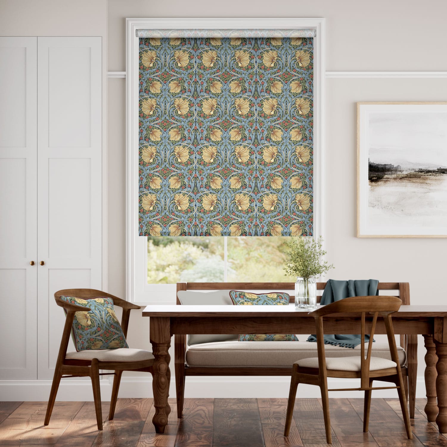 William Morris Pimpernel Honey Roller Blind