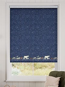 Winter Animals at Night Blue Roller Blind thumbnail image